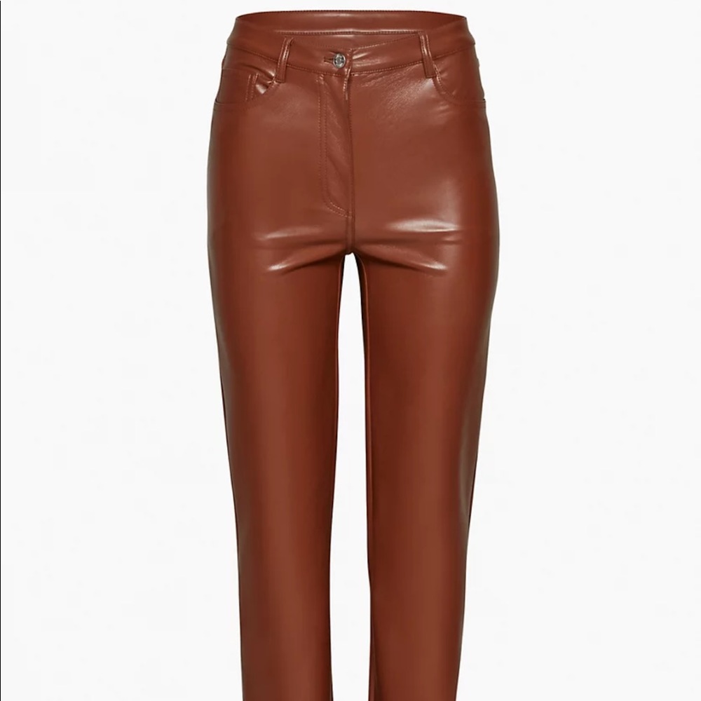 Aritzia leather Melina pants in cognac size 4